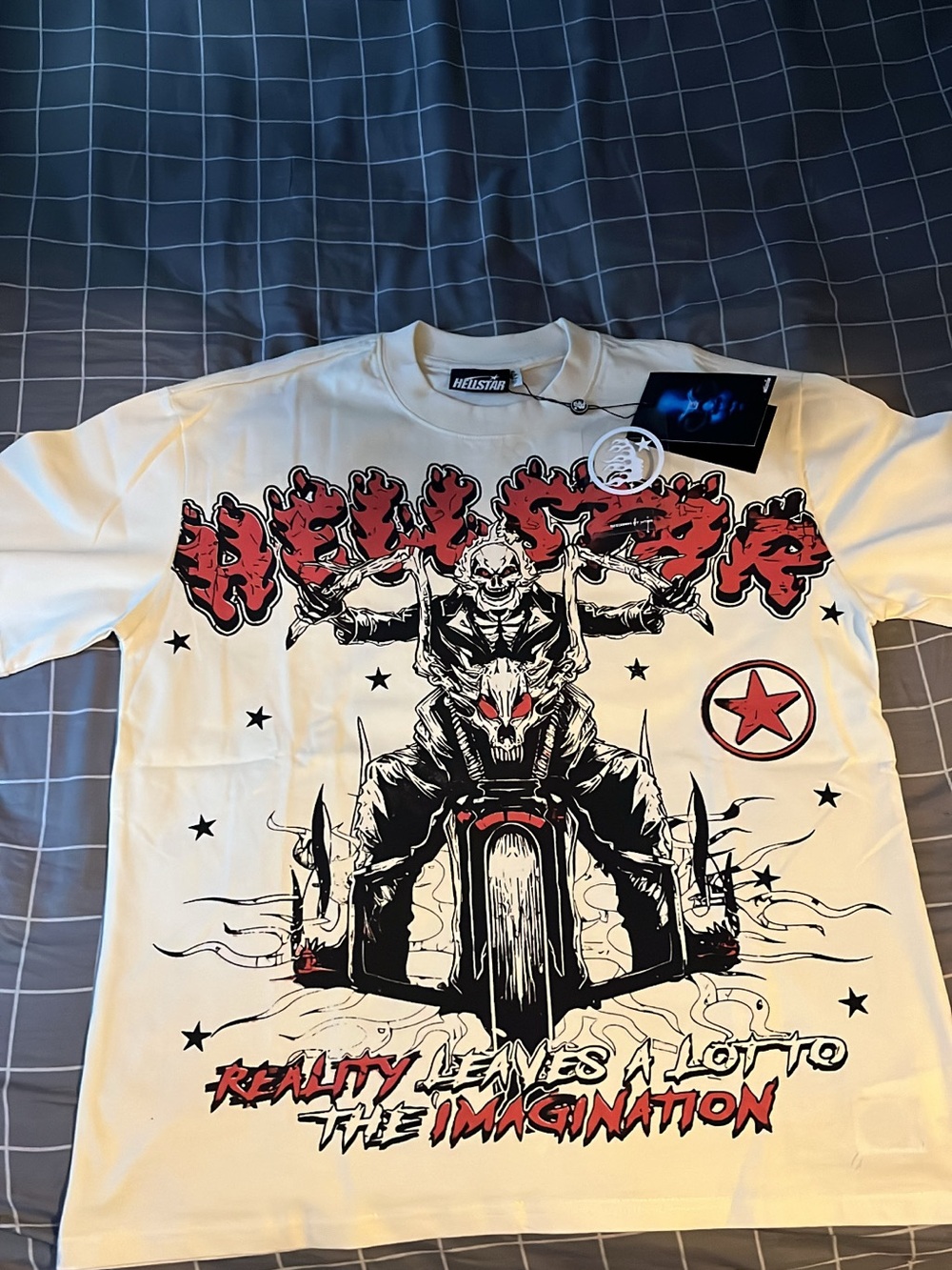 Hellstar White Graphic Biker Skull Short Sleeve Tee